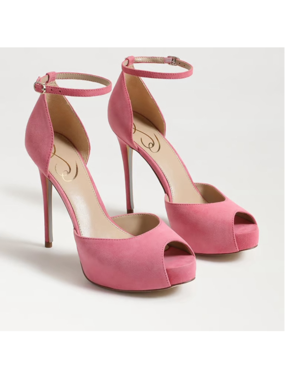 Women's Sam Edelman Florencia Pink Suede Peep Toe Heels Size 10